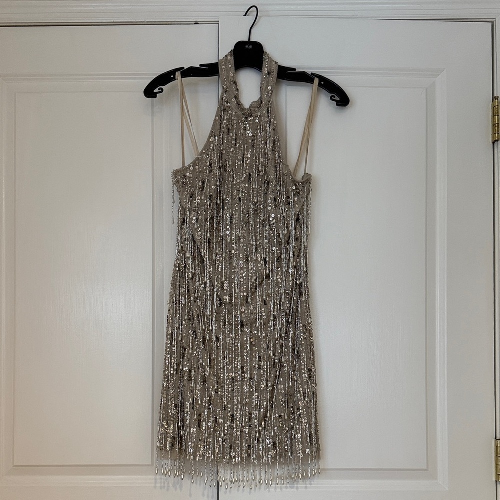 Glamorous Silver Sequin Mini Dress